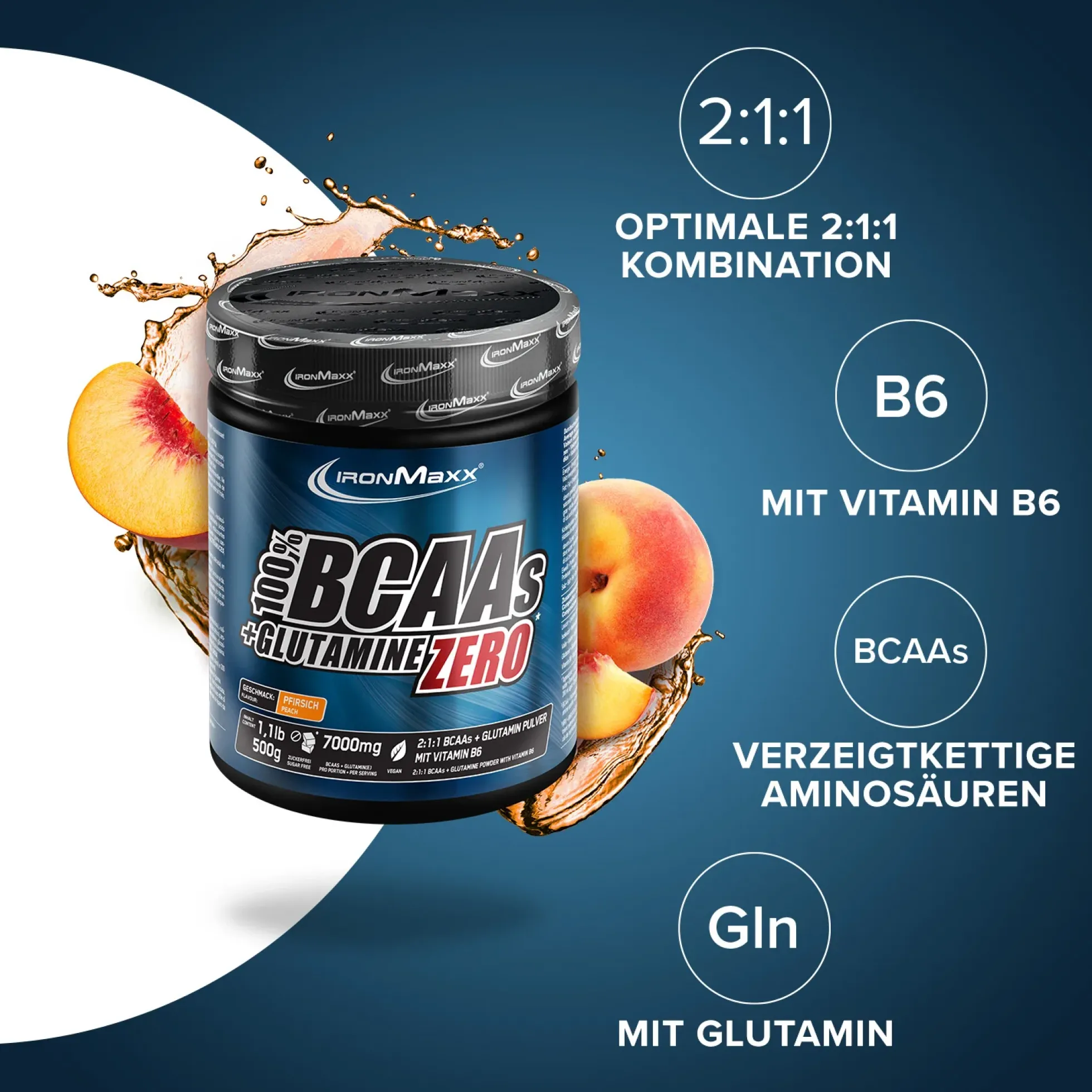 100% BCAAs + Glutamine Zero (500g)