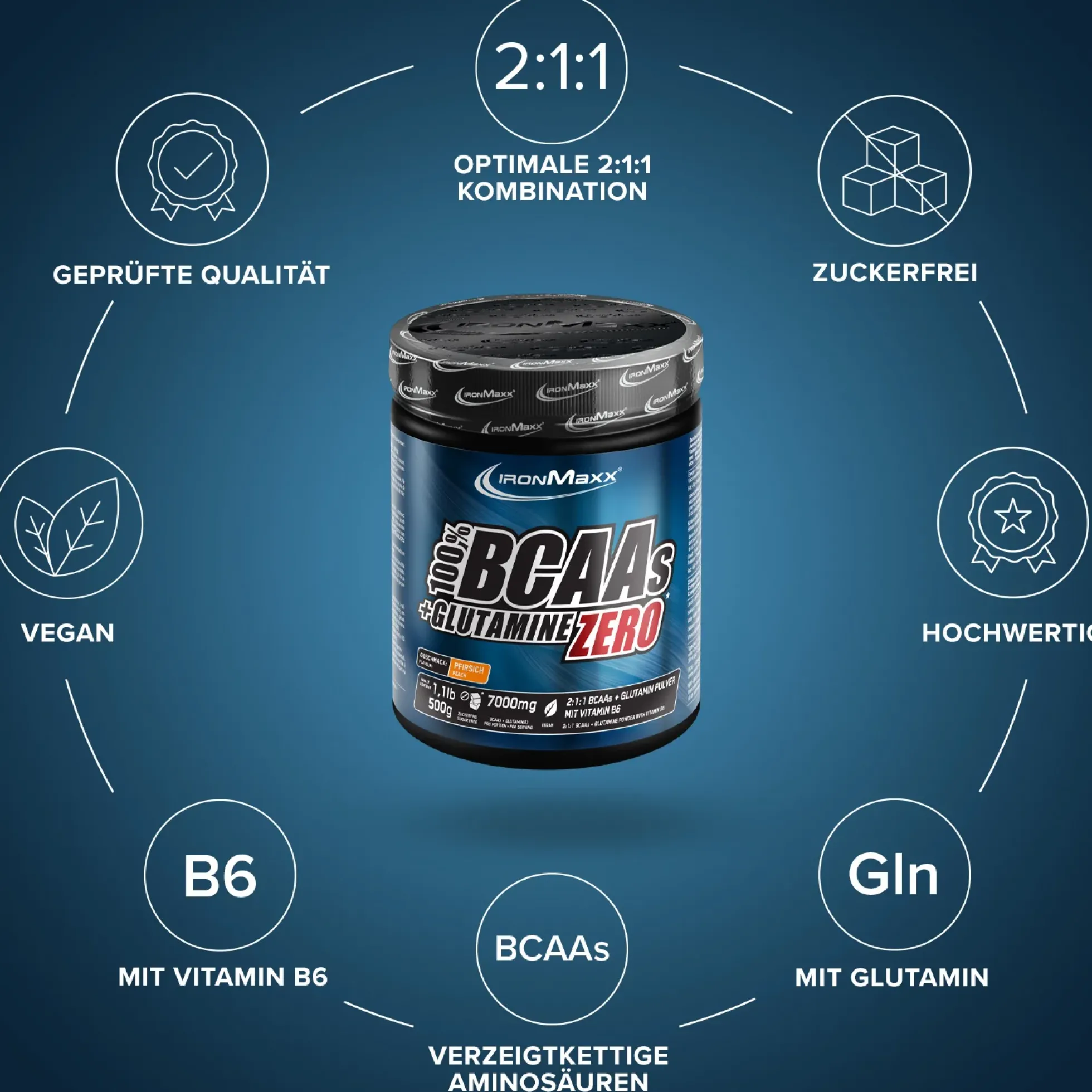 100% BCAAs + Glutamine Zero (500g)