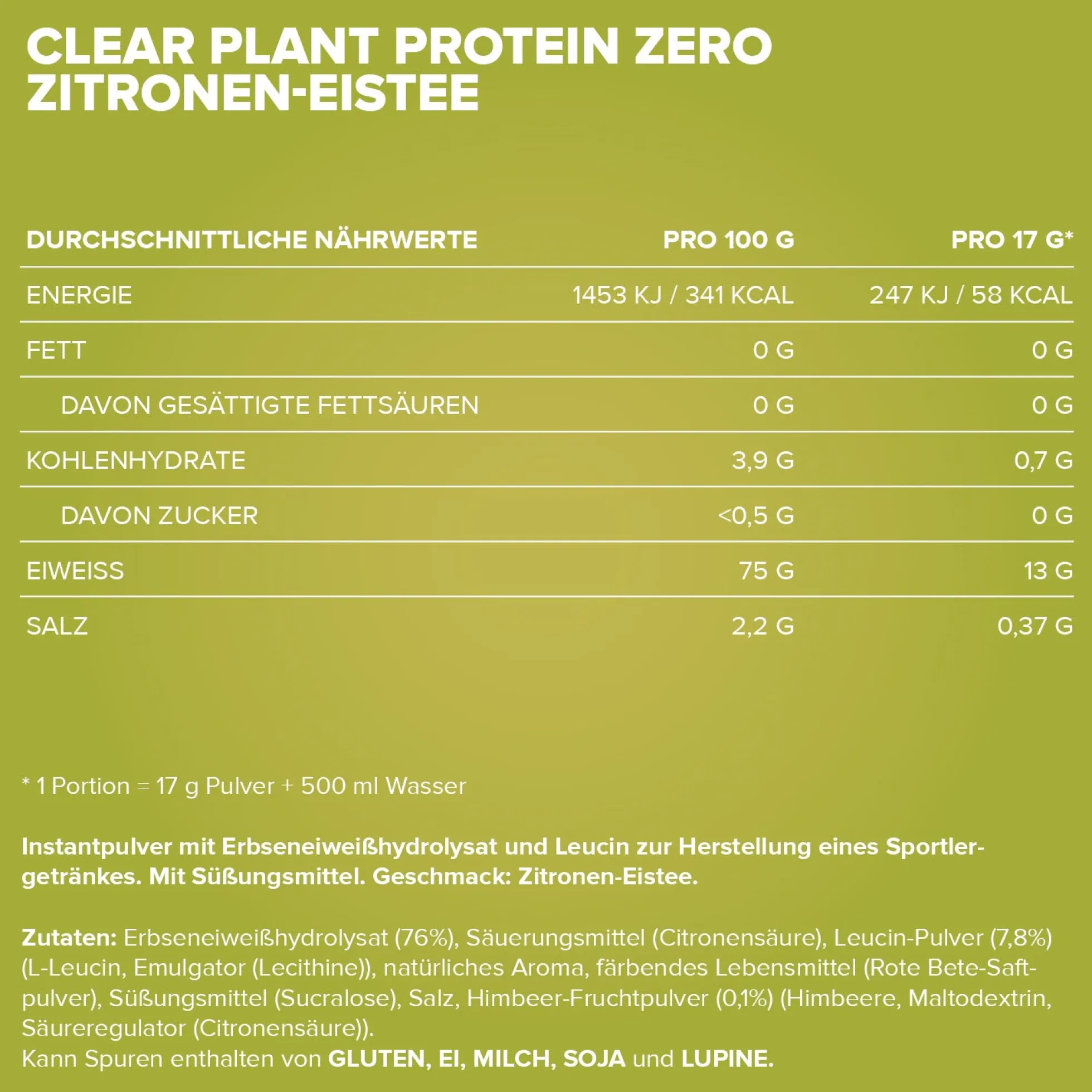 Clear Plant Protein ZERO (17g)