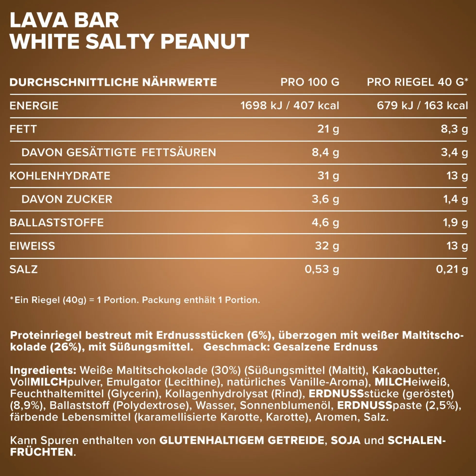 Lava Bar Protein Riegel (18x40g)
