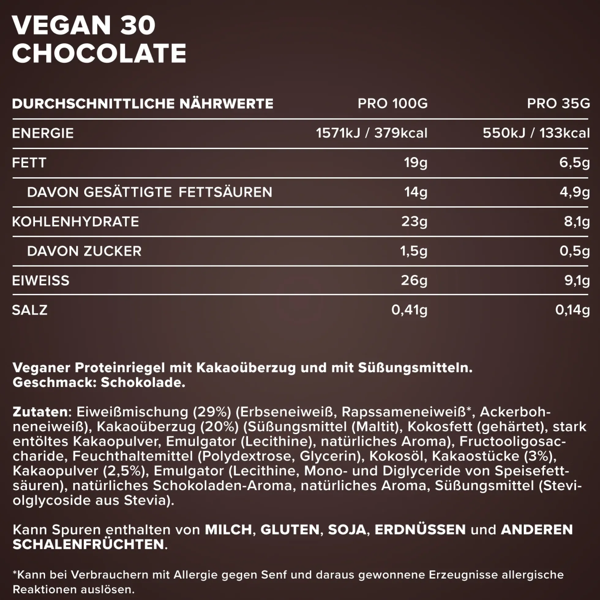 Vegan 30 Protein Riegel (24x35g)