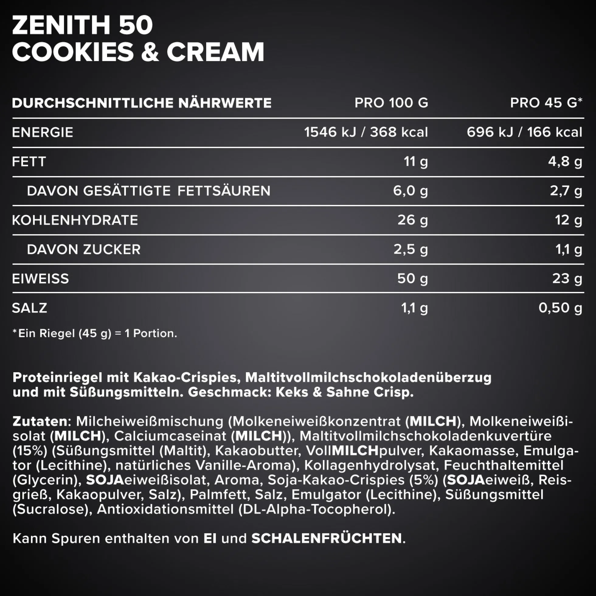 ZENITH® 50 Protein Riegel (45g)