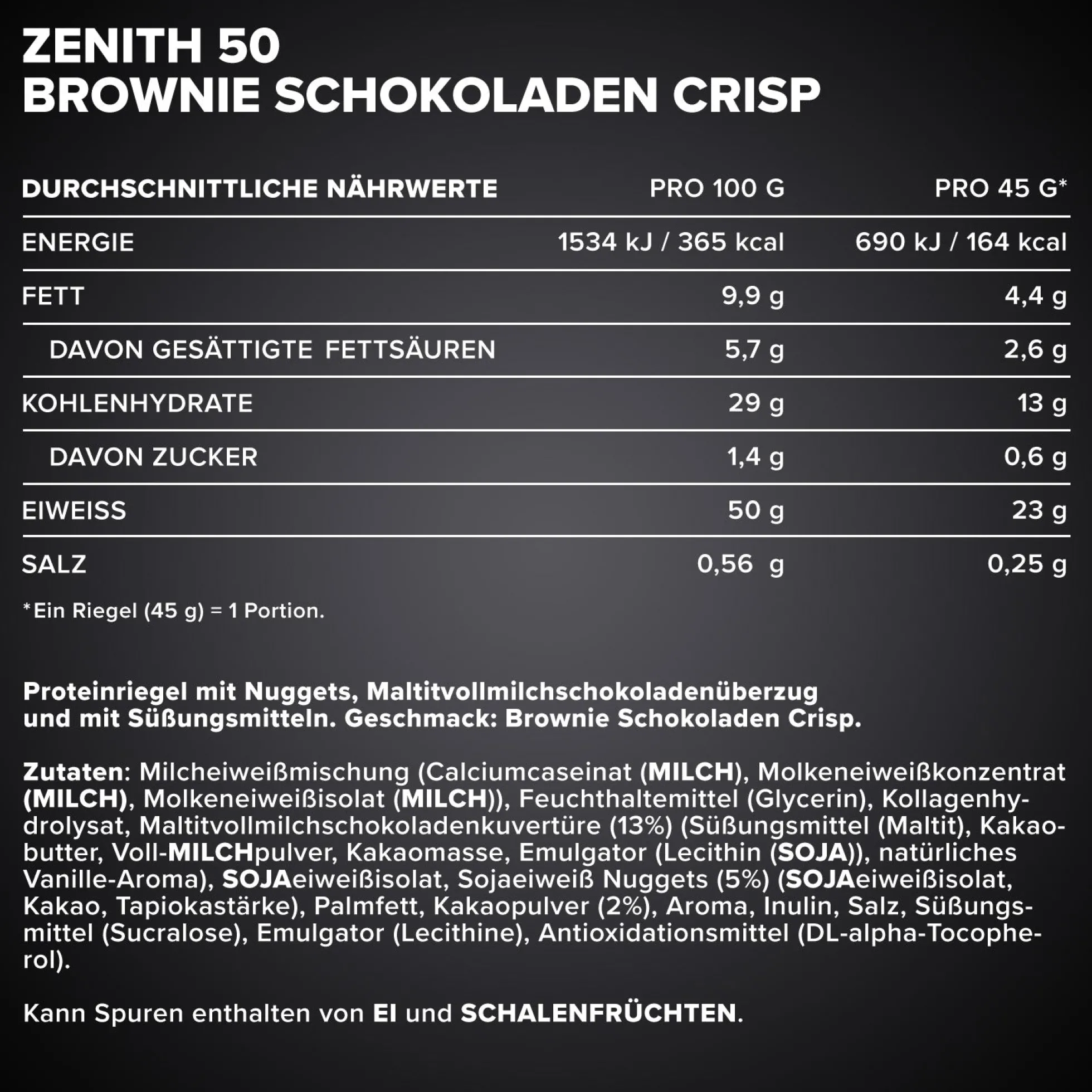 ZENITH® 50 Protein Riegel (16x45g)